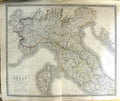 Original Old Antique Print Boxing Match Todd Kid Lewis Goddard Wells Map Italy