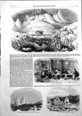 Old Antique Print Loss Schooner Archuus Greenland Skin Boat Iceberg 1856 19th