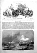 Original Old Antique Print Russian War Reval South Entrance Gulf Finland 1856