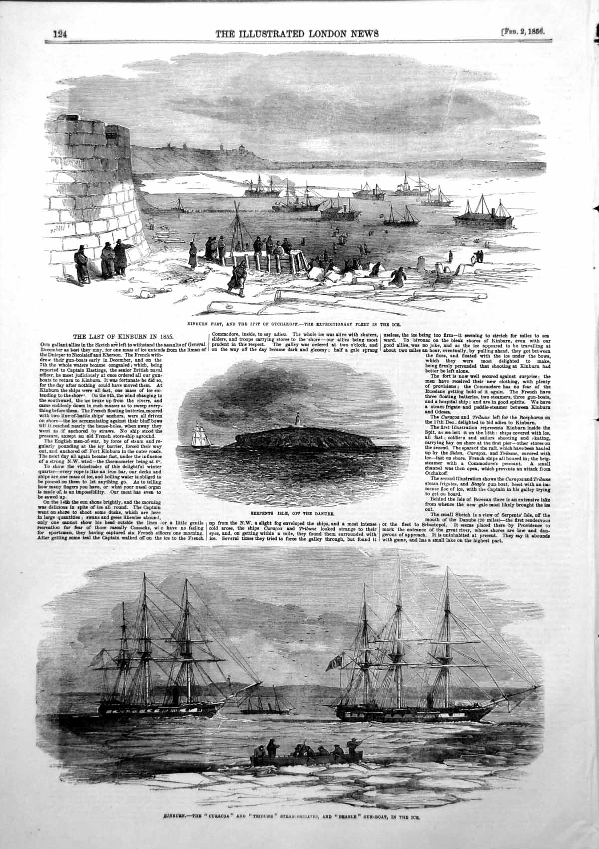 Old Kinburn Fort Curacoa Tribune Beagle Ships Ice Serpents Isle 1856 Victorian