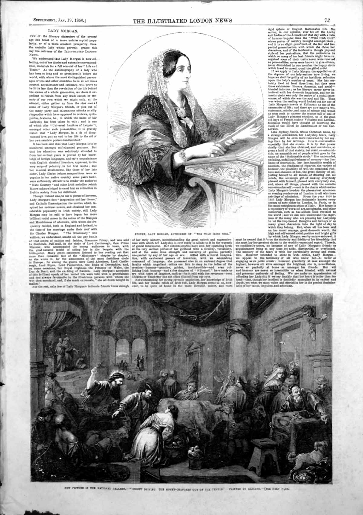 Antique Old Print Christ Money Changers Out Temple Bassano Lady Morgan 1856