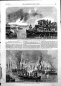 Original Old Antique Print Bombardment Sveaborg Officers Island Tona Miola 1856
