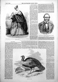 Old Antique Print Captain Ludlow Wild Turkey Mdlle Georges Cleopatre 1853 19th