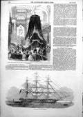 Old Antique Print Dunbar East Indiaman Funeral Queen Portugal Chapel 1853 19th