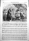 Original Old Antique Print Music Notes King Alfred Lodging CGround 1853 19th