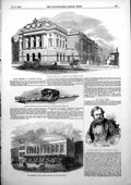 Antique Old Print West Wing Somerset House Terminus Blackwall Railway 1853 19th