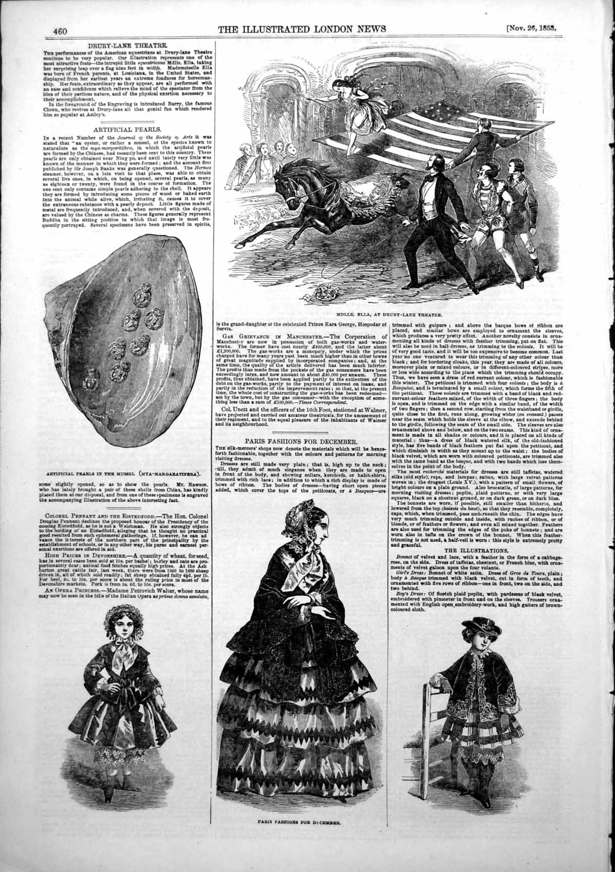Old Mdlle Ella Drury Lane Artificial Pearls Mussel Paris Fashions 185 Victorian