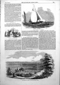 Old Antique Print New School Friern Barnet Marshes Plumstead Church 1853 19th