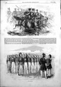 Old Antique Print Cossacks Don Charging Turkish Infantry Inspection 1853 19th