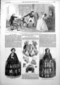 Antique Print Plot Passion Olympic Theatre Caps Cazenou Slerves Dress 1853 19th