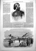 Antique Old Print Omer Pacha Commander Turks Danube Garrison Alexandria 1853