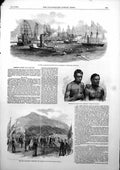 Antique Old Print Limerick Docks Railway Aborigines Cape York Australia 1853
