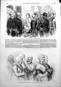 Antique Old Print Emperor Empress French Boulogne Bouquets Fisherwomen 1853