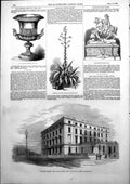 Antique Print Lord Warren Hotel Dover Warwick Race Plate American Aloe1853 19th