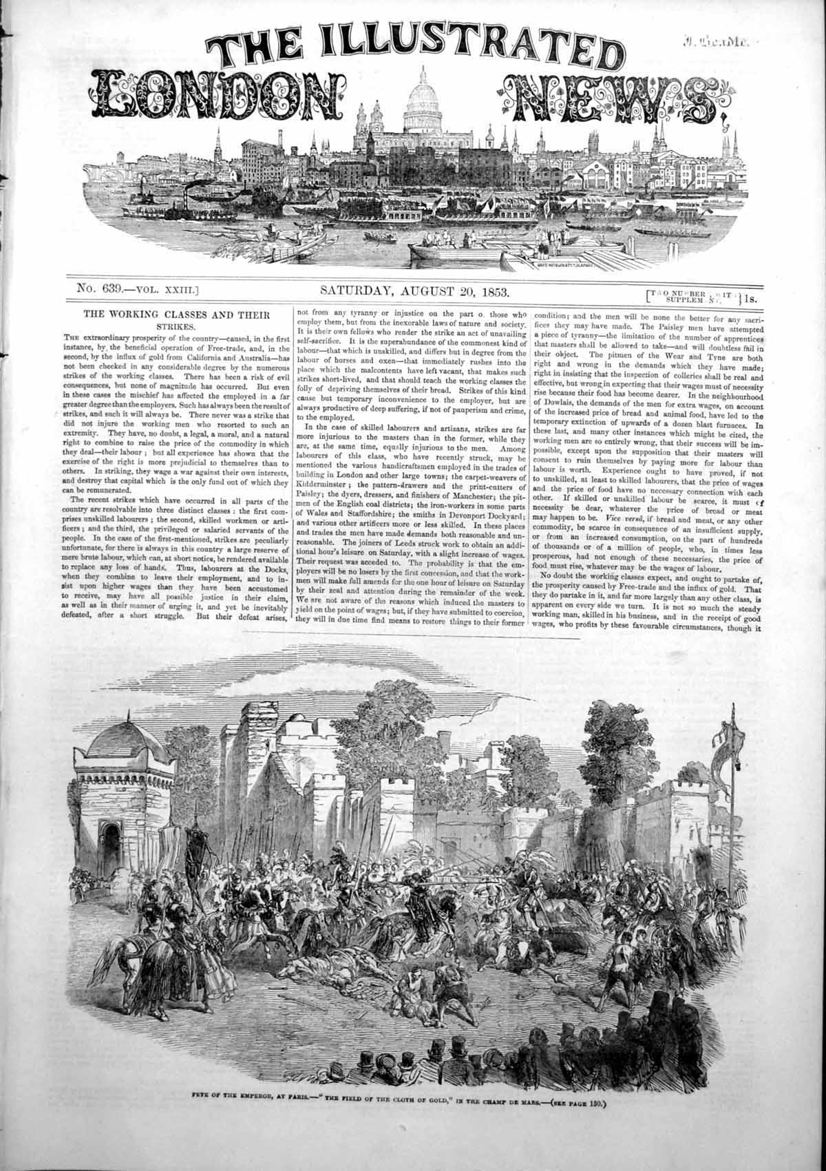 Original Old Antique Print Fete Emperor Paris Field Cloth GChamp De Mars 1853