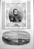 Antique Old Print Abdu'L Medjid Sultan Turkey Castles Forts Dardanelles 1853