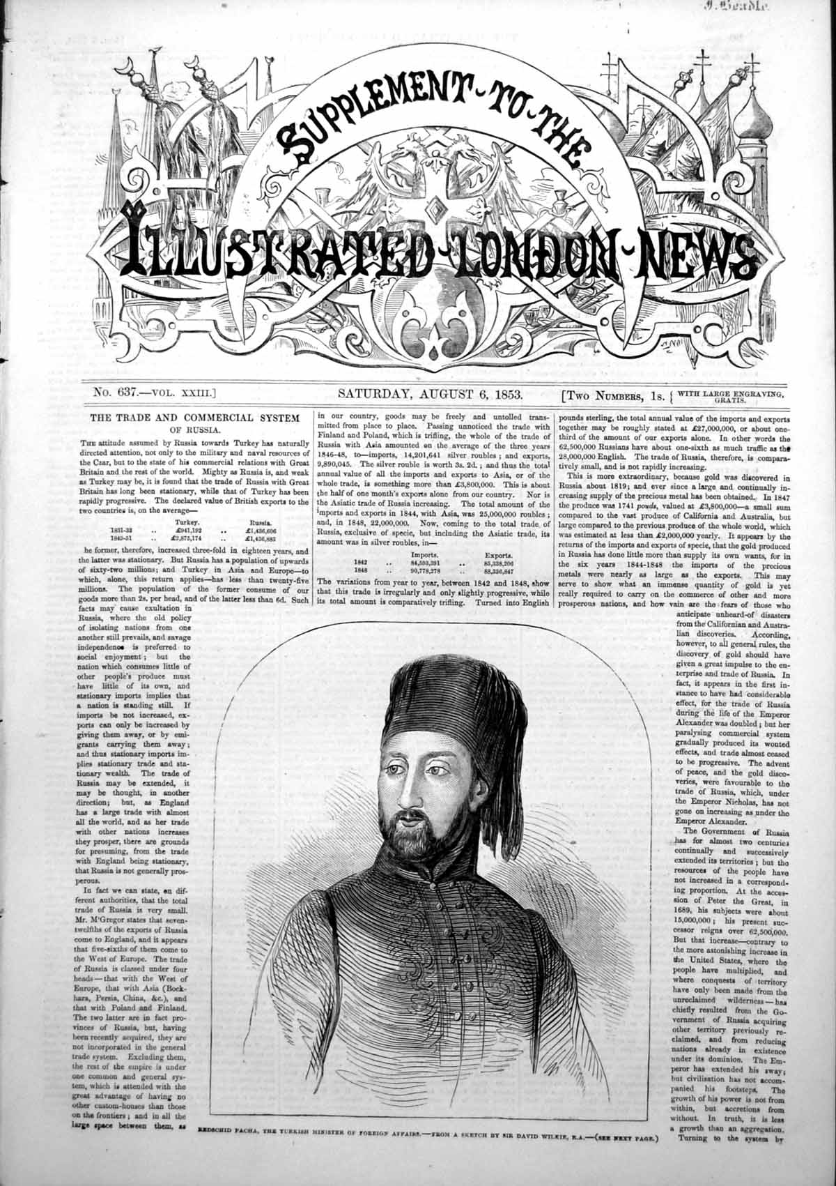 Old Redschid Pacha Turkish Minister Foreign Affairs David Wilkie 1853 Victorian