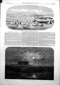 Old Antique Print East Suffolk Artillery Camp Landguard Fort Chobham 1853 19th