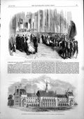 Antique Old Print Mayors Conversazione Mansion House Travellers School 1853