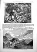 Antique Old Print Lost Path R Redgrave Loggio Lake Lugano G Stanfield 1853 19th