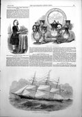 Antique Print Sovereign Seas American Clipper Arthur Napoleon Pianist 1853 19th