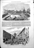 Antique Old Print Fifth Grand Centennial Fete Berne Reception Pavilion 1853