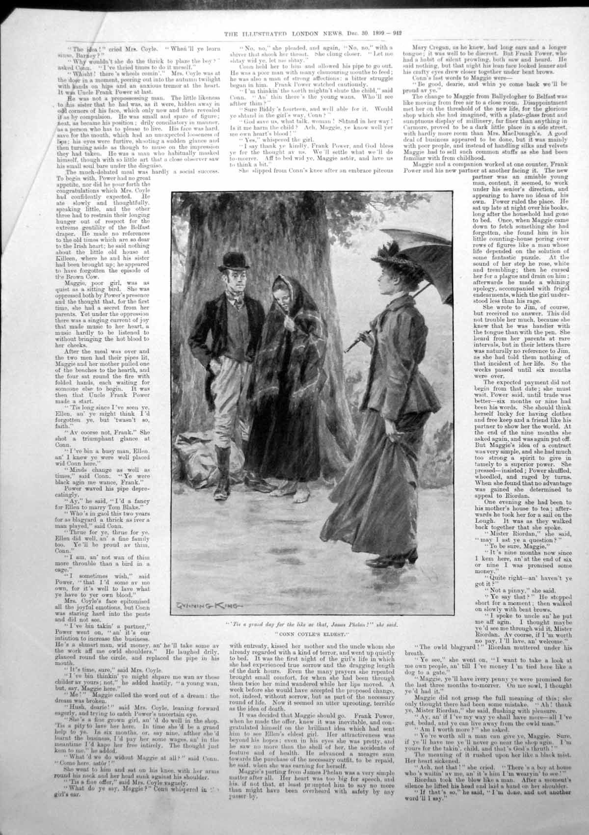 Old Antique Print Conn Coyles Eldest Gunning King James Phelan Lady 1899 19th