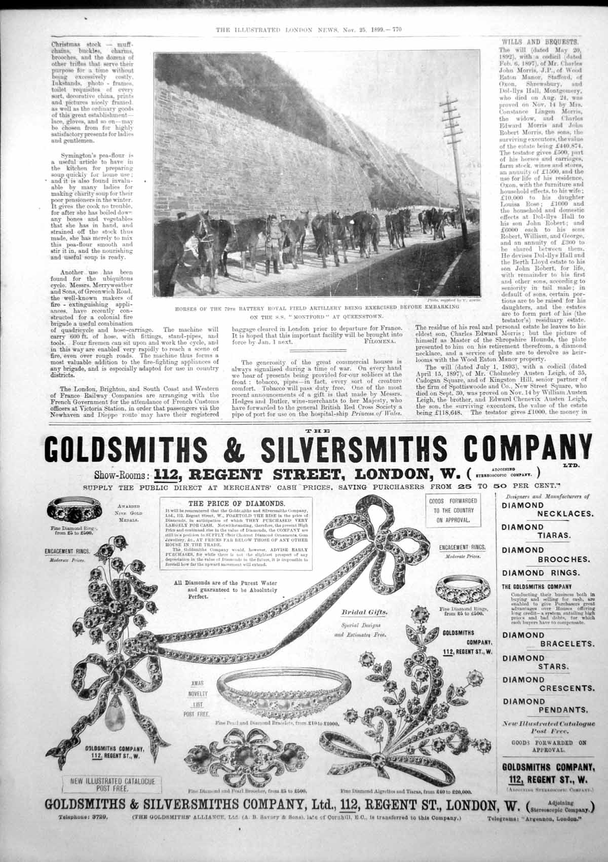 Antique Print Horses Field Artillery Embarking Ss Montford Queenstown 1899 19th