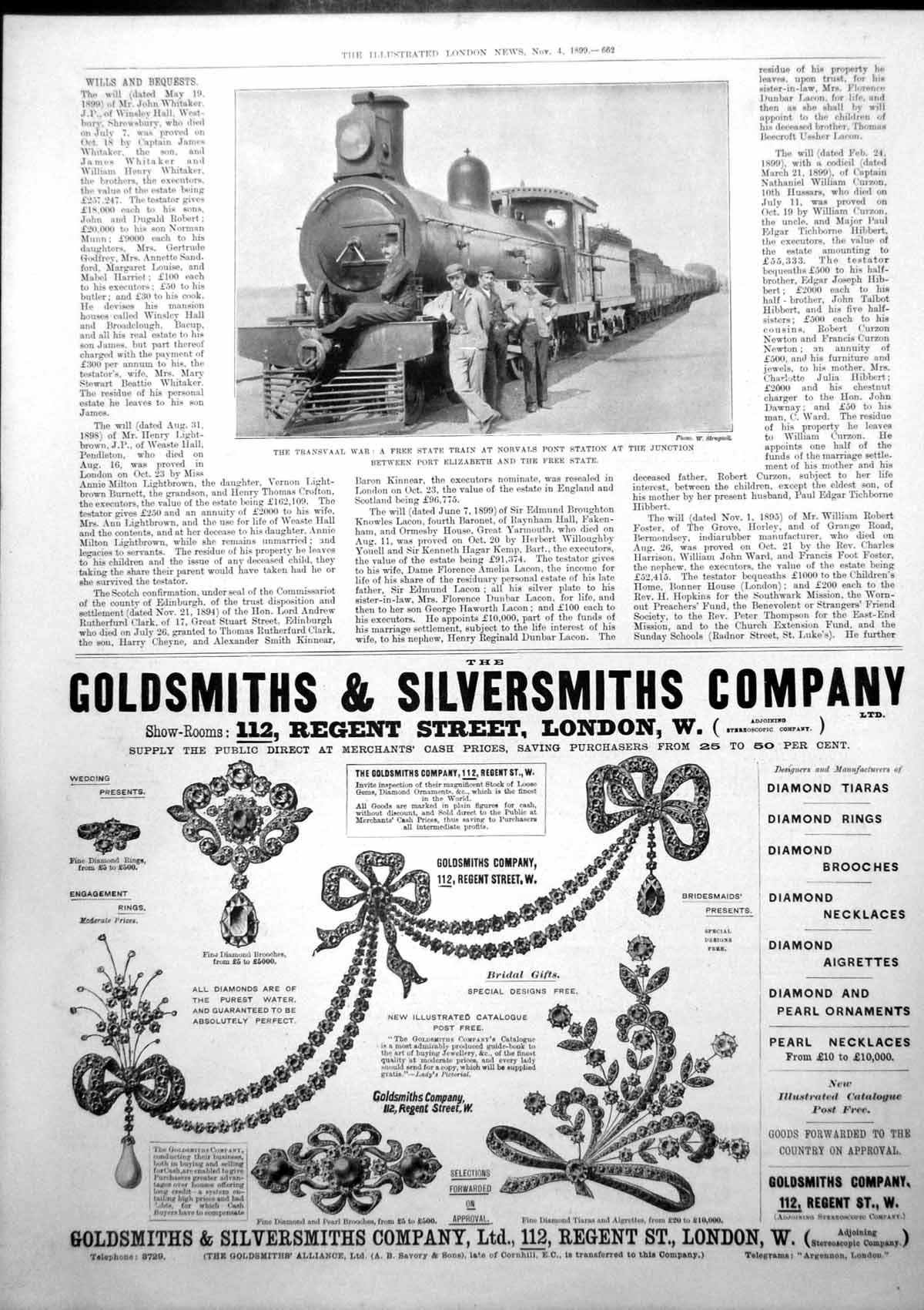 Antique Old Print Transvaal War Free State Train Norvals Pont Station 1899 19th