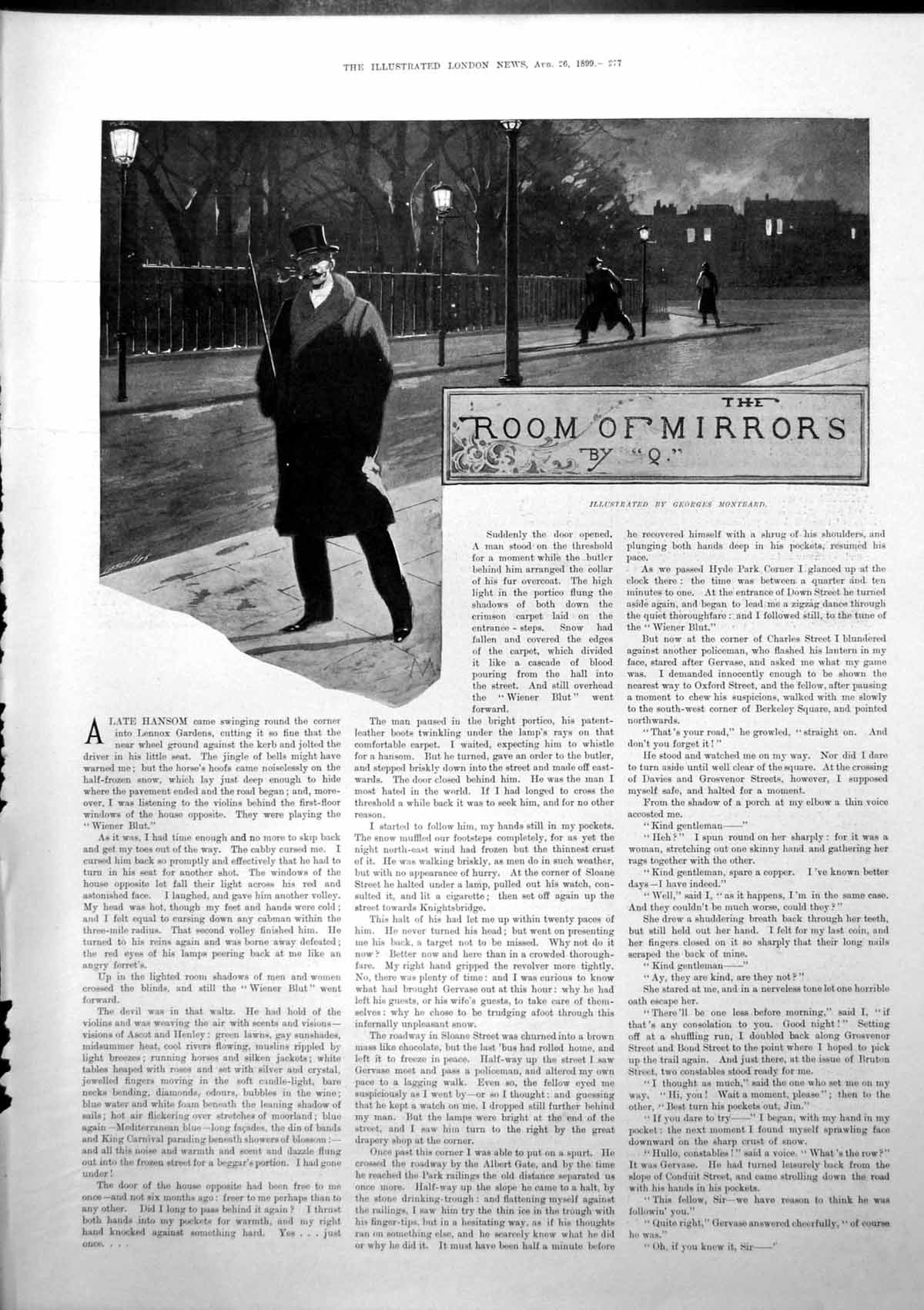 Old Antique Print Room Mirrors Q Georges Montbard Gents Street Night 1899 19th