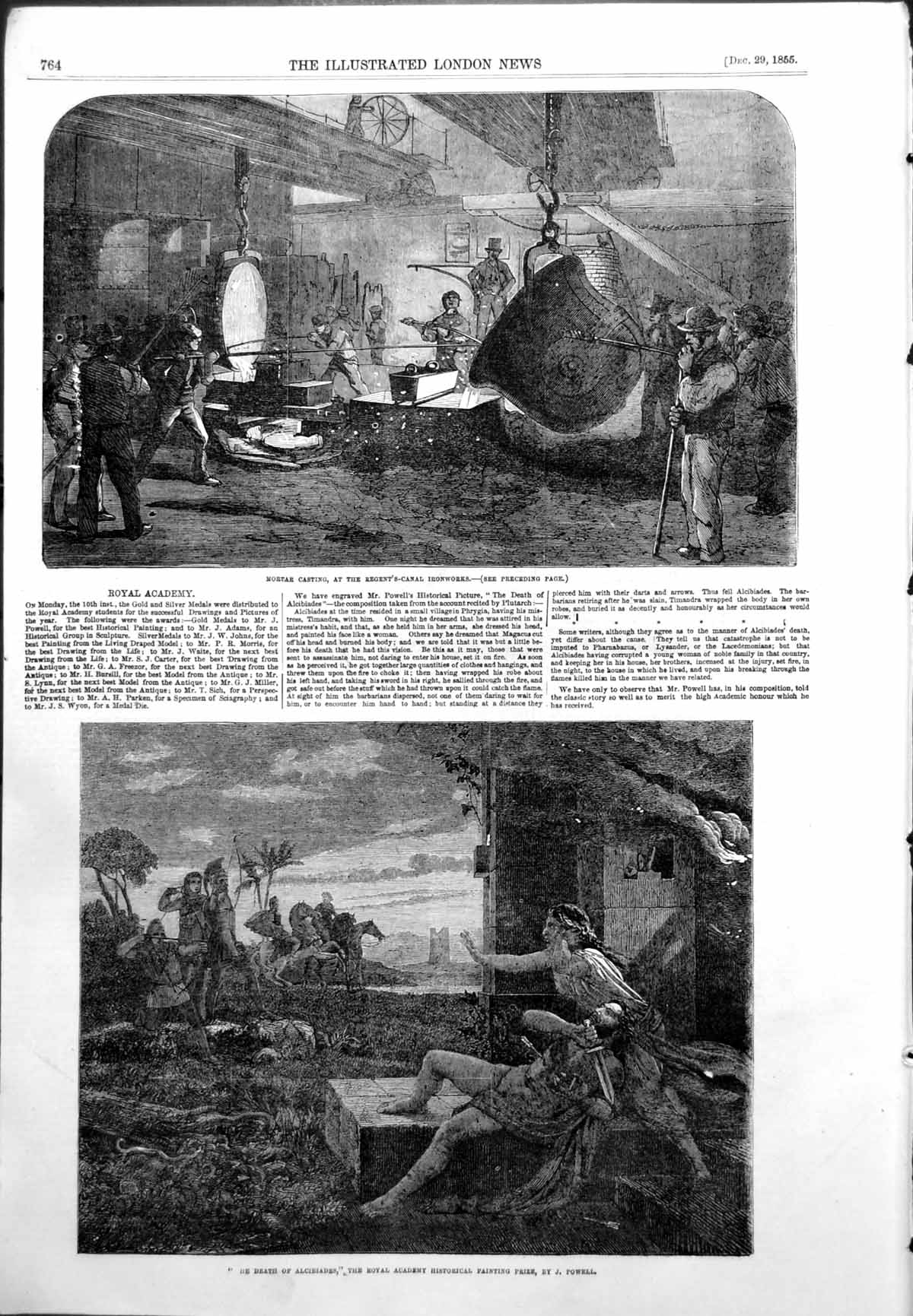 Old Mortar Casting Regents Canal Ironworks Death Alcibiades 1855 Ref. Victorian