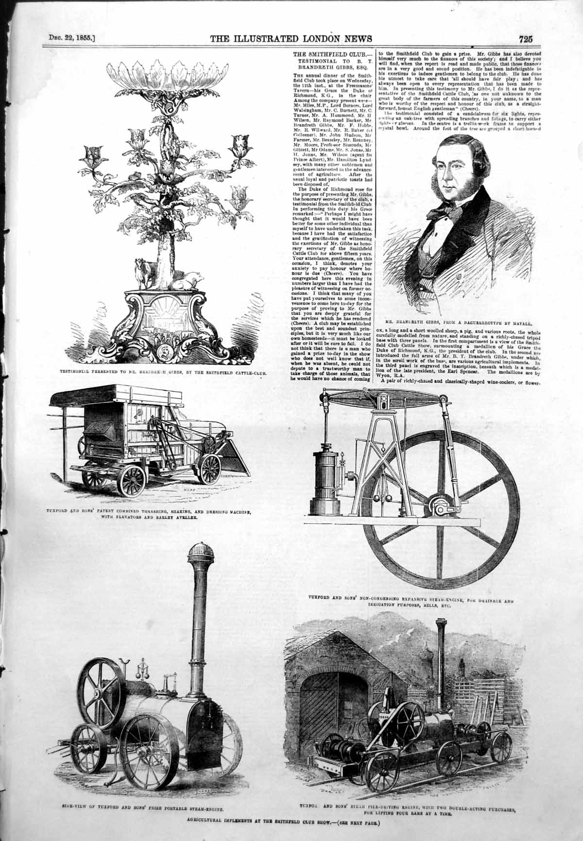 Old Agricultural Implements Smithfield Show Brandreth Gibbs 1855 Ref. Victorian