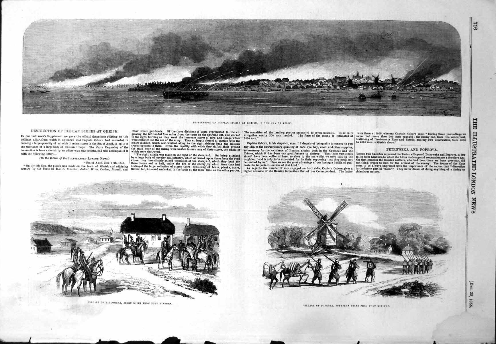 Old Print Destruction Russian Stores Gheisk Petrowska Poprova 1855 Ref.2 19th