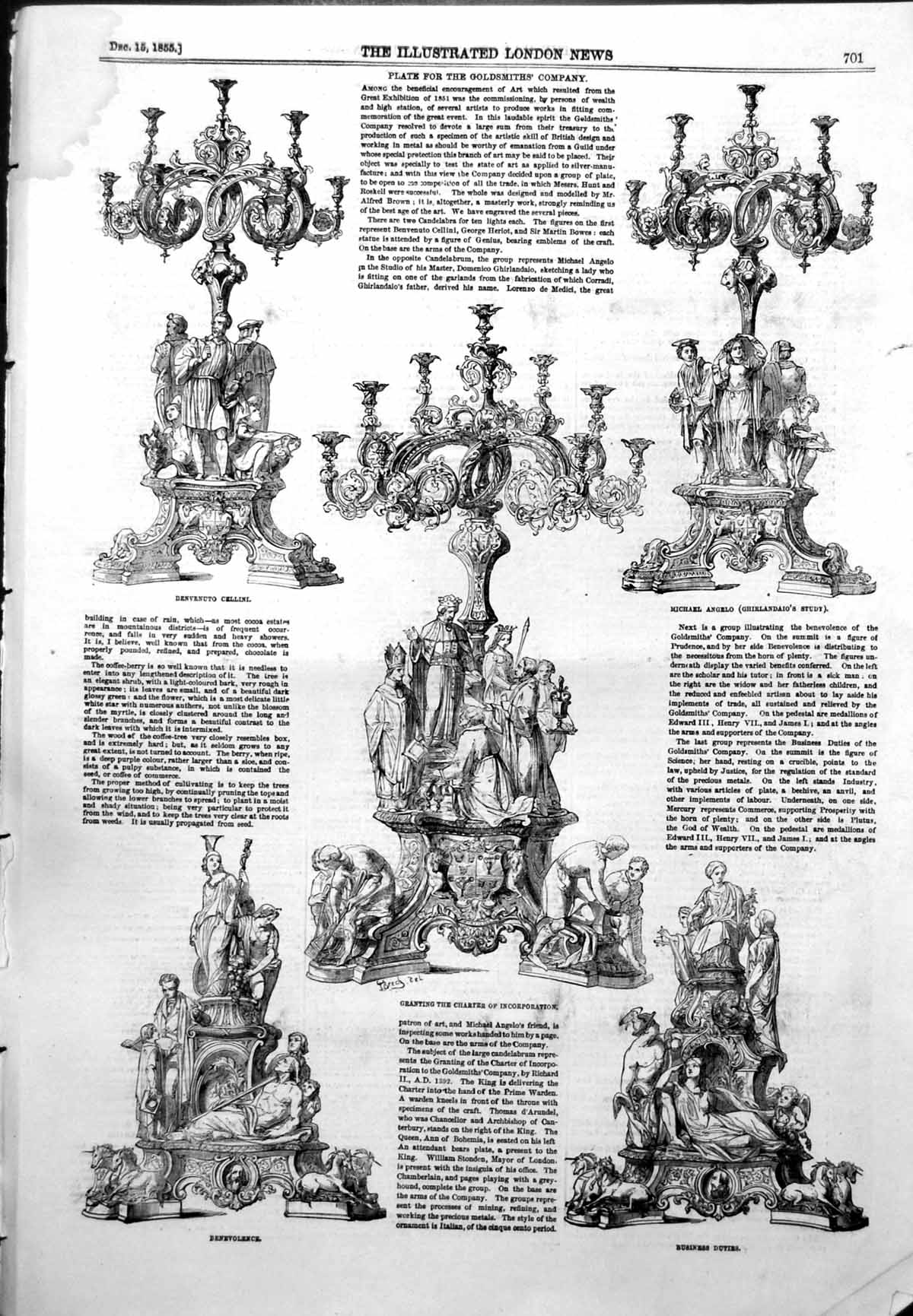 Original Old Antique Print Plate Gsmiths Co Denvenuto Cellini Benevolence 1855