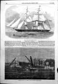 Antique Old Print Colonial War Sloop Victoria Building Lapwing Ringdove 1855