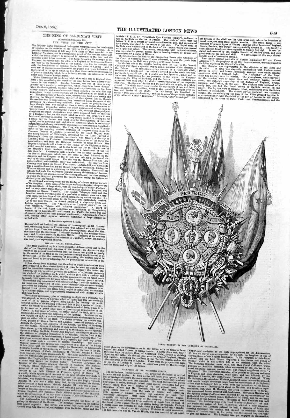 Old Grand Trophy Corridor Guildhall Alma Protegit Inkerman 1855 Ref.2 Victorian