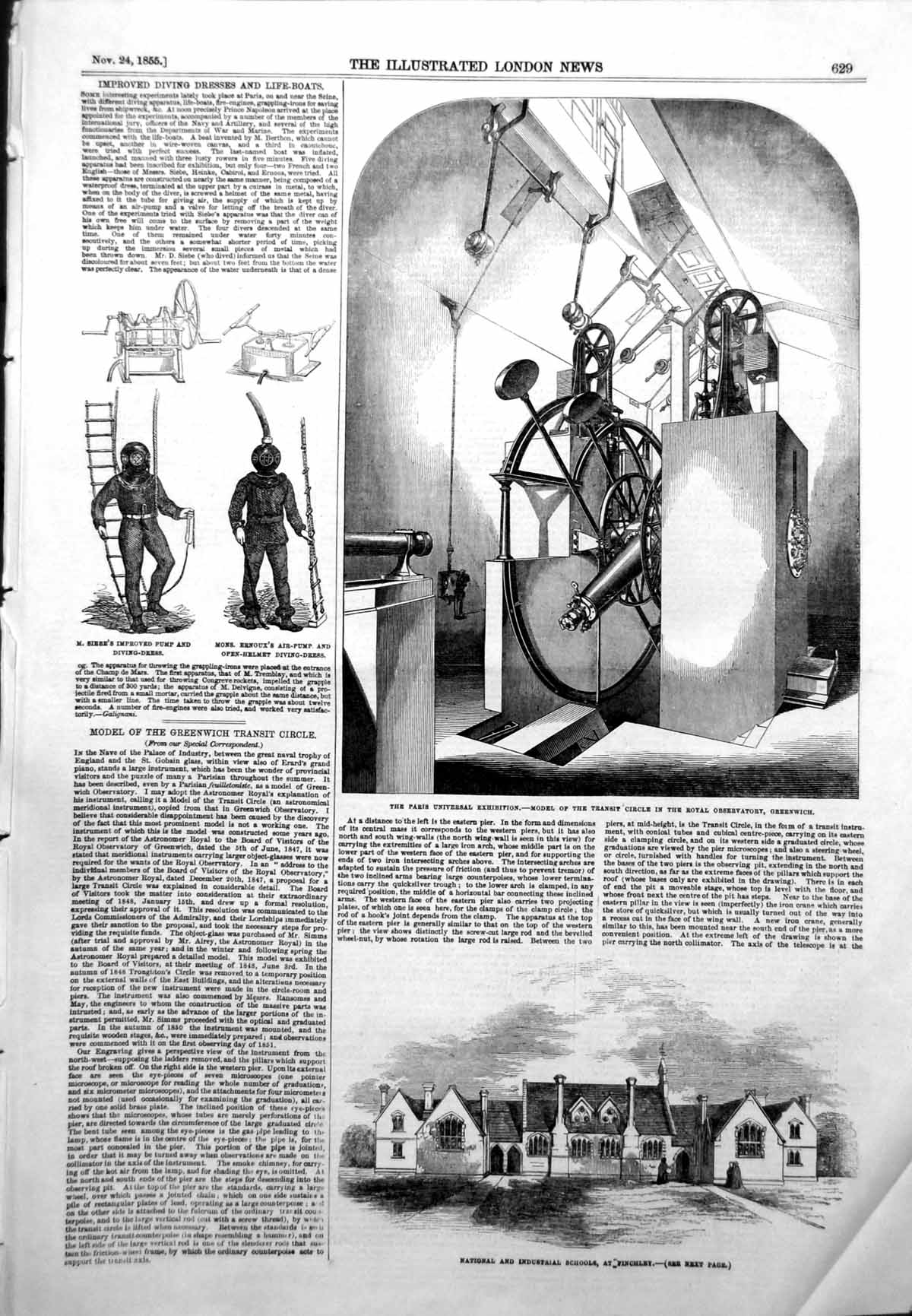 Old Industrial Schools Finchley Transit Circle Royal Observatory1855 Victorian