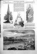 Antique Old Print Sebastopol Monument Col Chester H Neville Grey Neville 1855