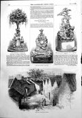 Original Old Antique Print Place Execution Canton Clock Case John Bell 1855