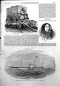 Antique Old Print Yacht Meriel New Quarterly Madame Gassier Fentons Van 1855