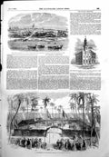 Antique Old Print Pernambuco Railway Nogueira Sailors Institute Shadwell 1855