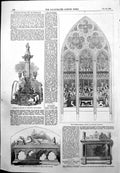 Old Antique Print Monument Archbishop York Huskisson Memorial Window 1855 19th