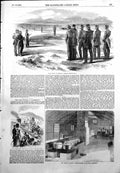 Antique Old Print Hythe School Musketry Judging Drill Capt Grant Cooking 1855