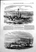 Antique Old Print Interior Sebastopol Theatre Naval Brigade Depart Fleet 1855