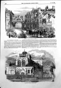 Old Antique Print Reception Viscount Palmerston Romsey Abbey Church 1855 19th