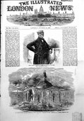 Antique Old Print Gen Simpson Commander Crimea Church Sebastopol Shell 1855