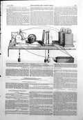 Antique Old Print Mediterranean Electric Telegraph Apparatus Velocity 1855 19th