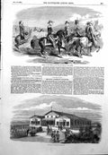 Antique Old Print Funeral Lord Raglan Crimea Royal Aldershot Club House 1855