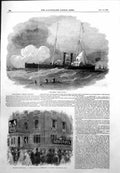 Antique Old Print Recruit Steam Gun Boat Fall Sebastopol French Embassy 1855