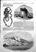 Original Old Antique Print Palace Prince Woronzow Aloupka Crimea Windmill 1855